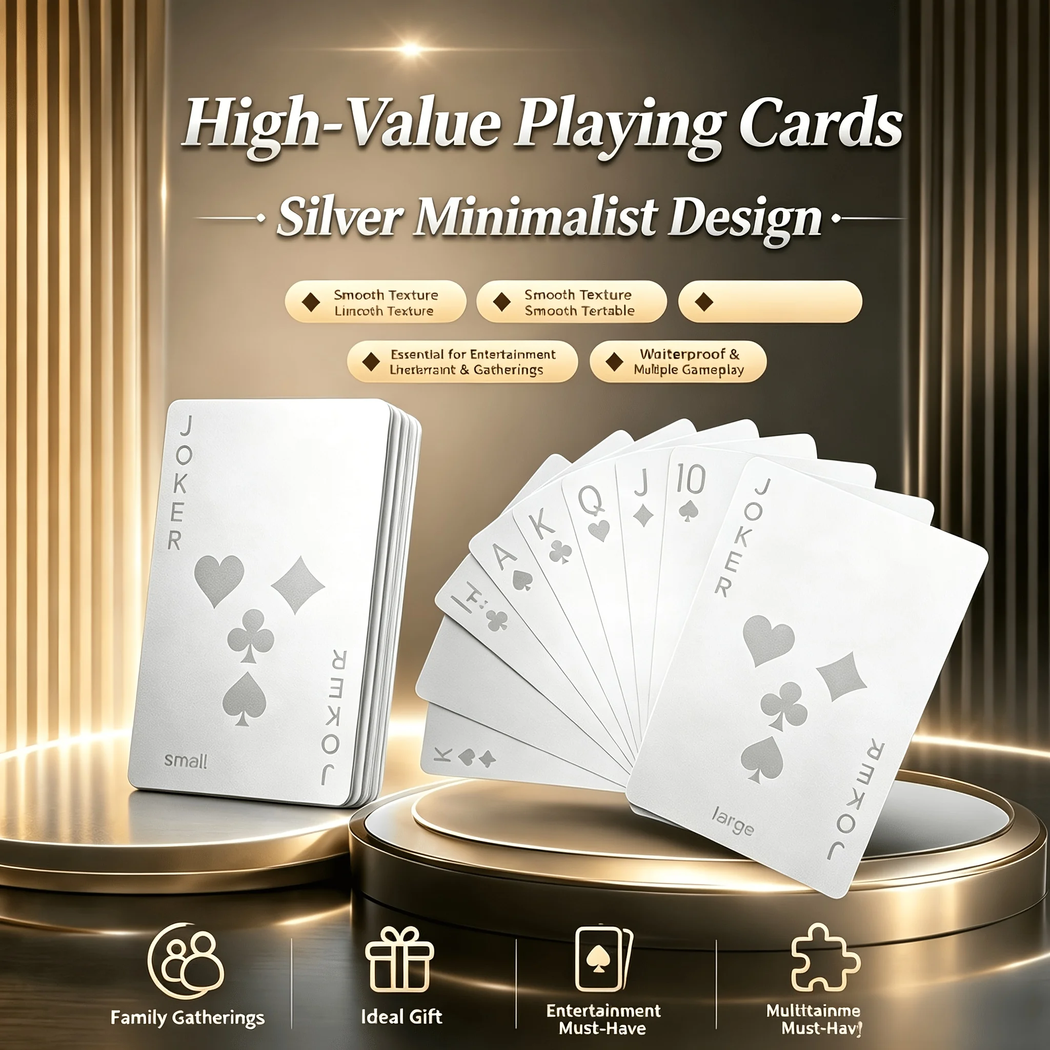 A pair of high-end silver laser waterproof playing cards, perfect for family gatherings, parties, dormitories and gifts | Ideal for Christmas, Halloween and Thanksgiving