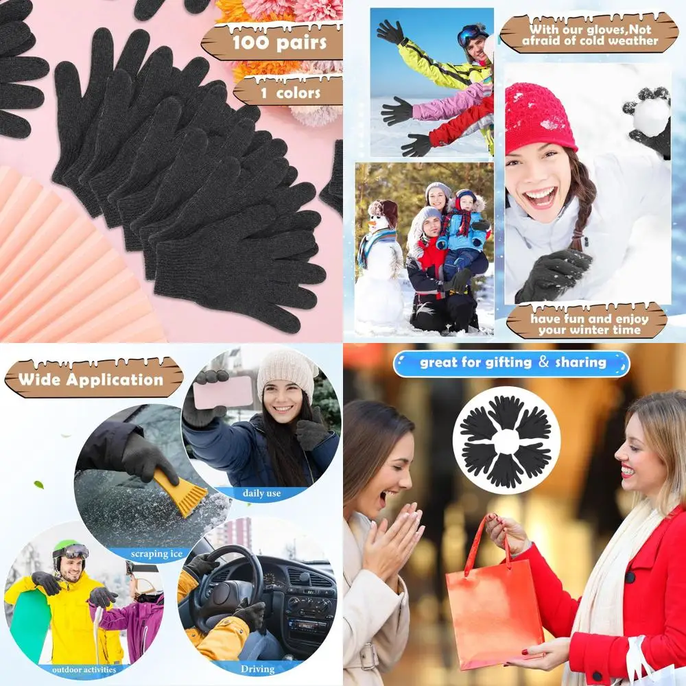 

100 Pairs Knitted Winter Gloves - Bulk Stretchy Warmth for Men & Women - Ideal for Charity Donations