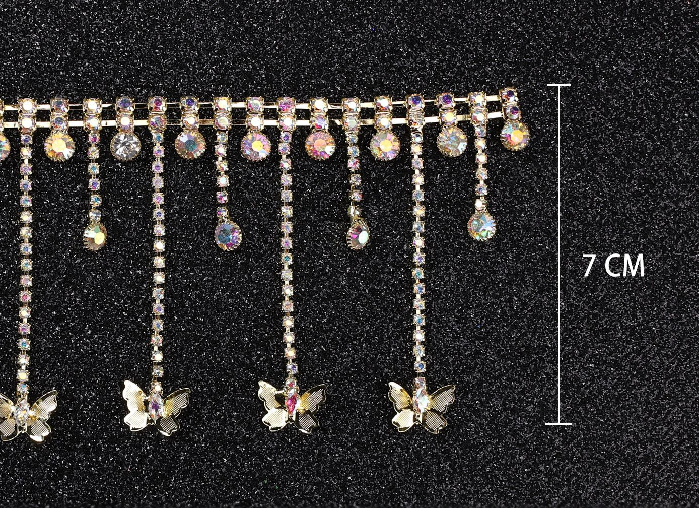 5 Yards Strasskette Kristalldiamant DIY Bastelzubehör Schmetterling Quaste Glitzer Strassband Nähzubehör Dekorationsgeschenke – Detail 3