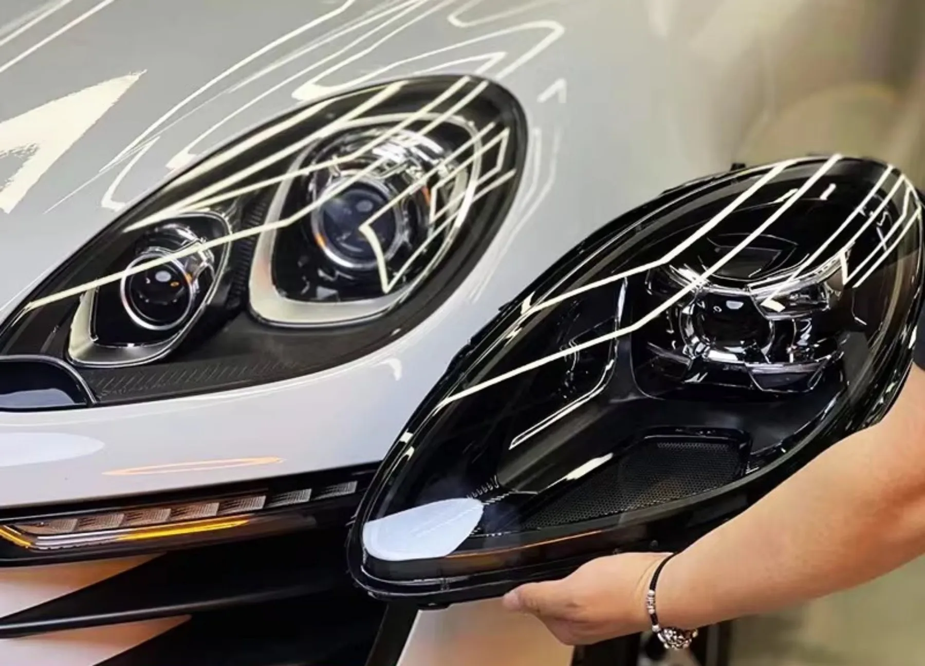 

Светодиодные фары для Porsche Macan 14-22, модифицированные дневные ходовые огни (DRL) с функцией указателей поворота