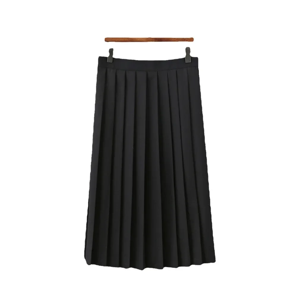 

Uniform Skirt College Style Solid Color Skirt Bad Long Skirt Japanese Blue Color Pleated Skirt Women's High Waist Skirt