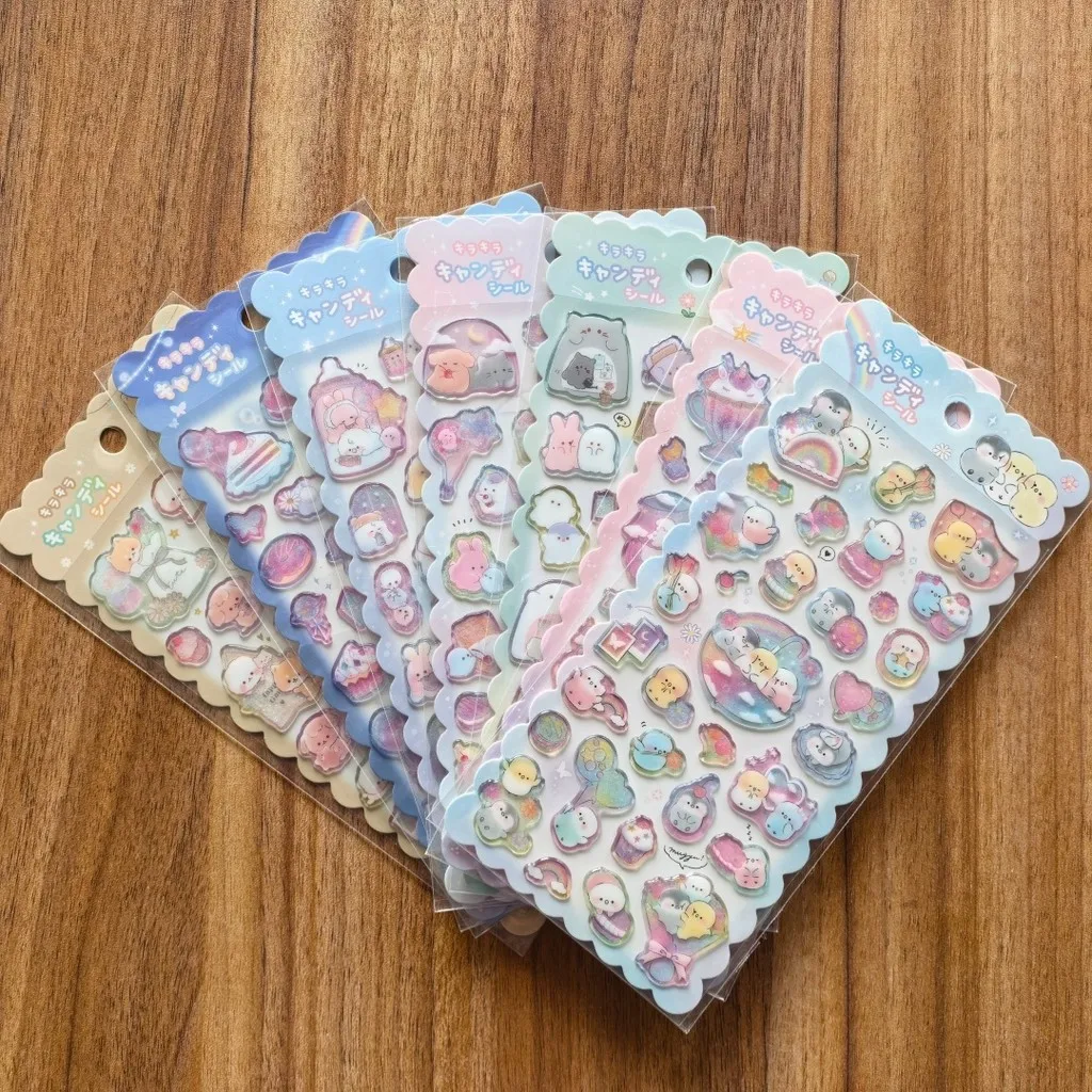 

4Sheets Shiny Cute Animal Stickers Waterproof Decorative Stickers for Scrapbook Notebook Stationery RecordingYourLife Store