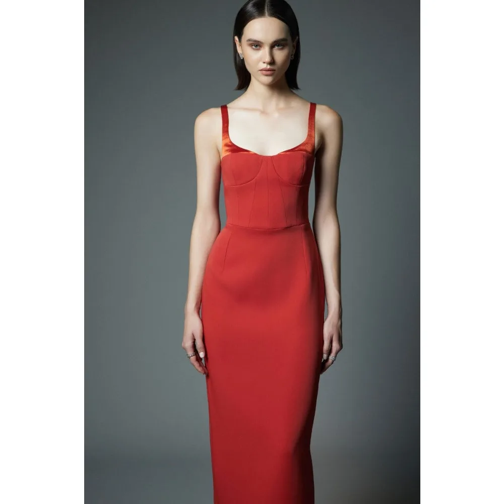 

Customized Modern Evening Dresses Spaghetti Straps Luxury Cocktail Party Dress Jersey Red Midi Prom Gowns for Women 2026 Bespoke