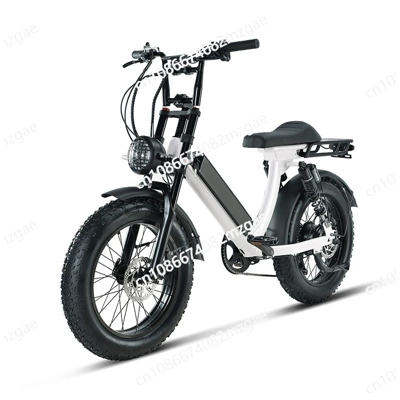 Lithium battery bicycle front and rear double shock absorber bicycle aluminum alloy double disc brake moped mountain bike