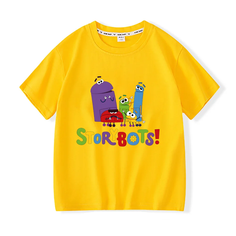 T-Shirt for Boys Funny Animation Storybots Cartoon Print Kids Tshirt Fashion Boy Girls Children Clothes Summer Short Sleeved Top