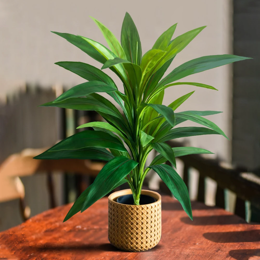 45cm 17 잎 인공 Dracaena 나무 가짜 열대 야자 식물 플라스틱 관목 식물 Cycas 나무 지점 홈 정원 장식