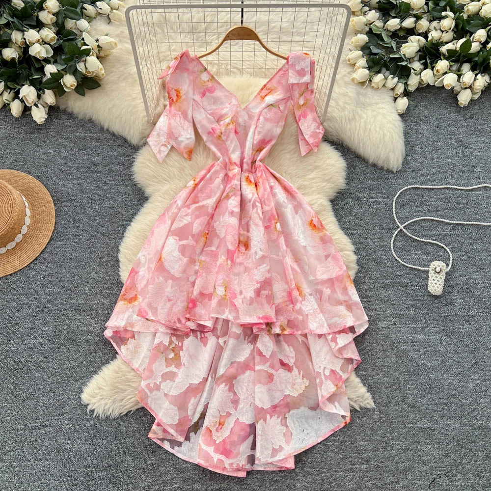 Chic vintage sleeveless butterfly print Elegant Fairy korean fashion Boho dress women clothing dress