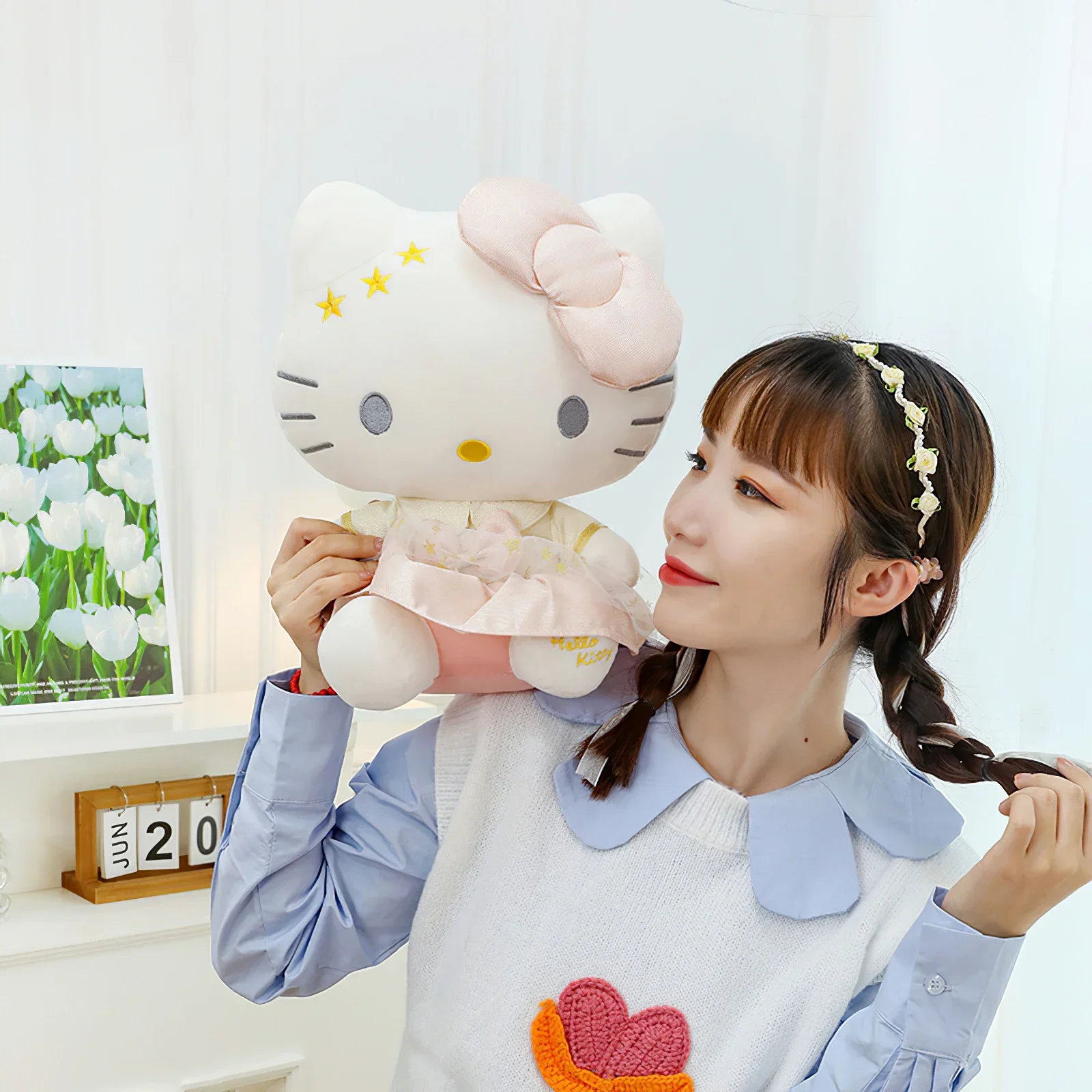 Sanrio Hello Kittty Thookromiぬいぐるみ、ビッグカワイイkcat plushies、ソフトぬいぐるみラグドール、漫画ソファ枕、クリスマスギフト、50cm