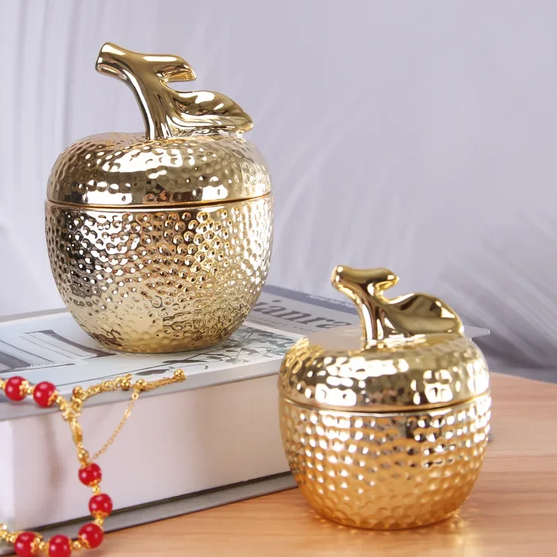 Gold Ceramic Electroplated Storage Can Candy Box Ring Jewelry Box Decoration Home Jewelry Storage Box Gift Decoration jars