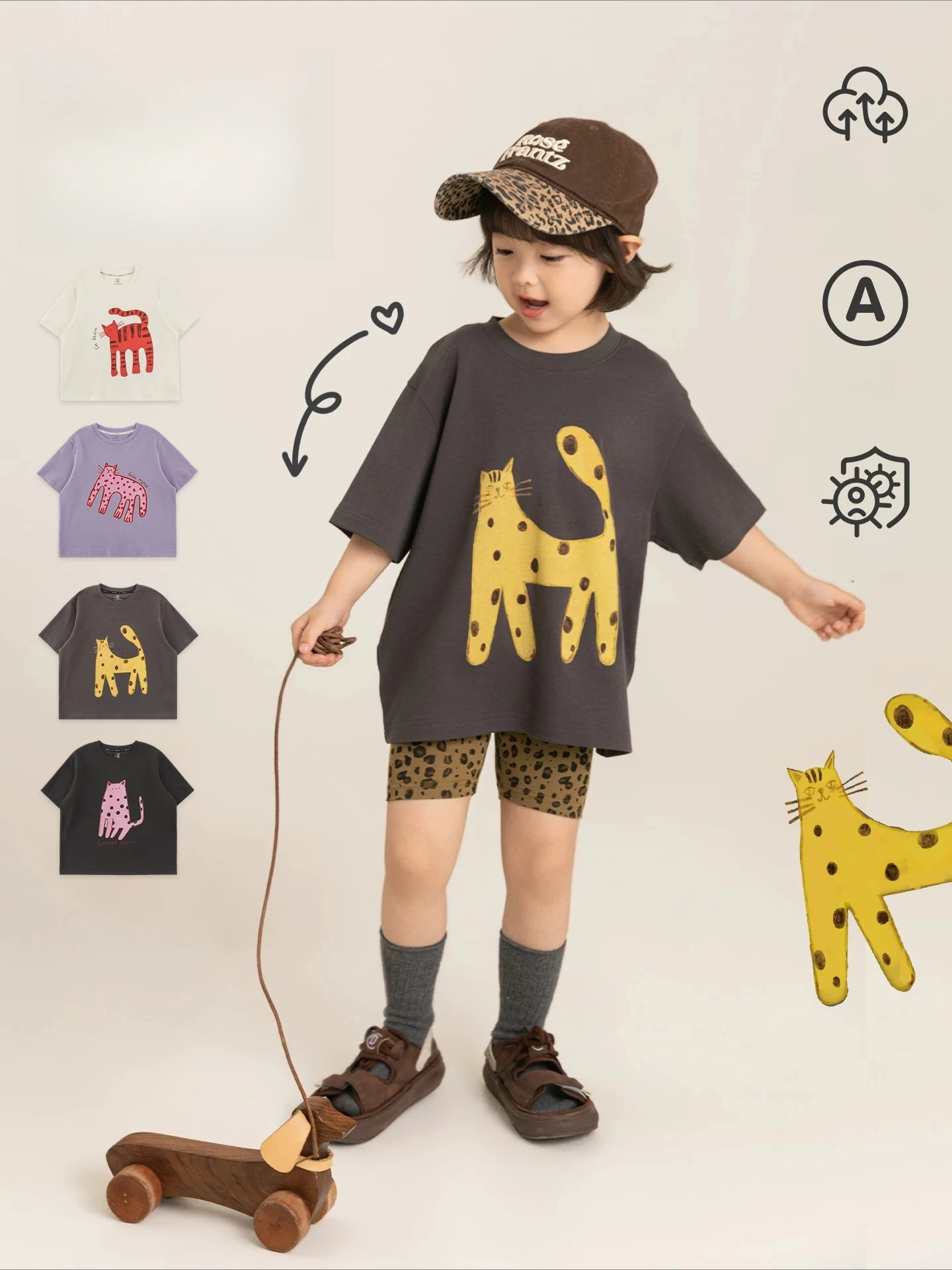 Kids Girls Summer New Cartoon Graffiti Pattern Short Sleeve T-shirt Soft Skin-friendly Breathable Versatile Children Tops