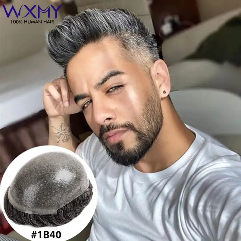 

Toupee Hair Man Wig 0.06-0.08mm Skin Base Men Toupee Double Knots Male Hair Prosthesis 100% Natural Human Hair Male Wigs Systems