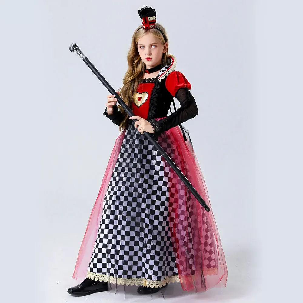 Fantasia de Halloween des aventures d'Alice au pays des merveilles, fantasia de show de la reine rouge, cœur de pêche, jeu de