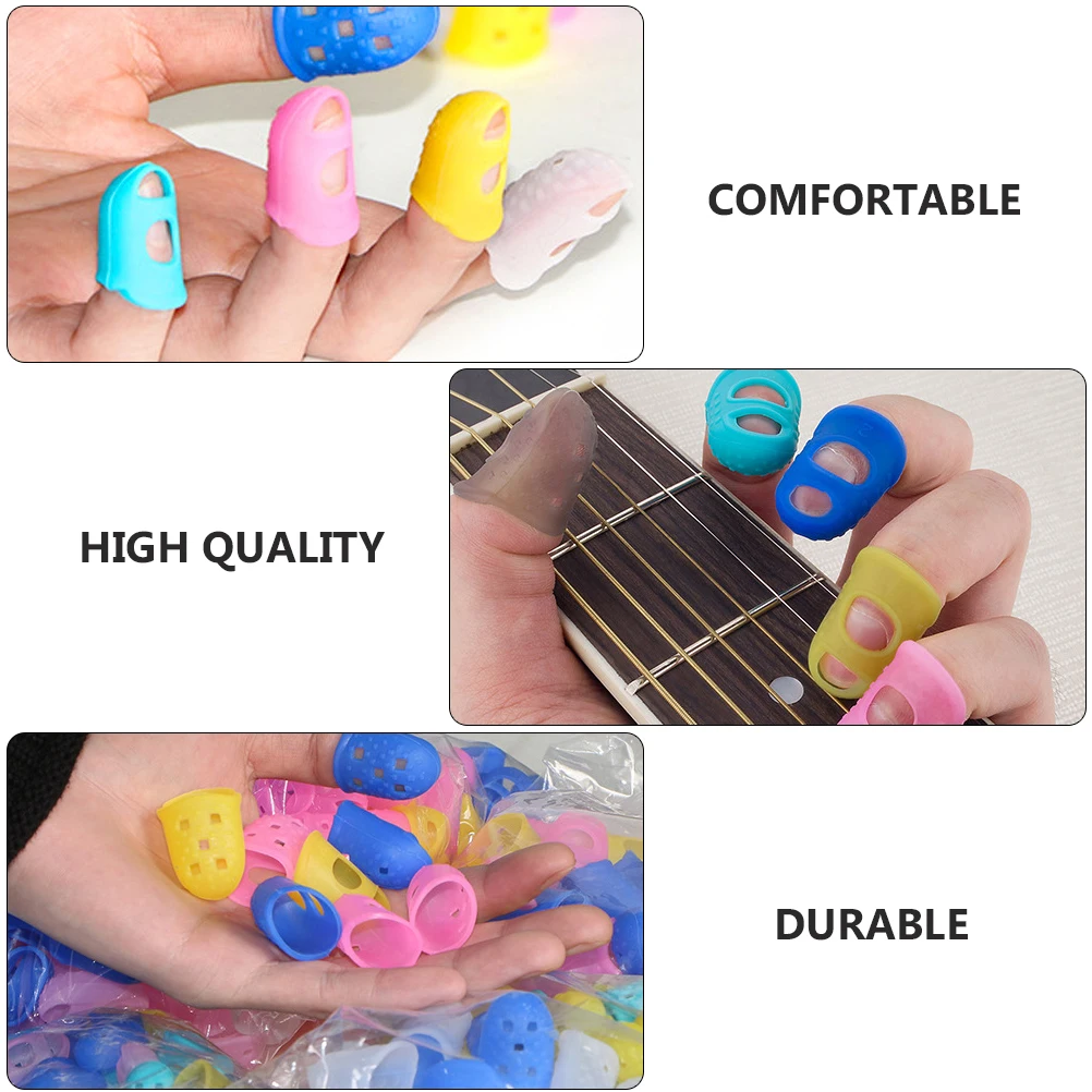 

50 Pcs Guitar Finger Protective Cover Cots Fingertip Covers Nail Protectors Guard