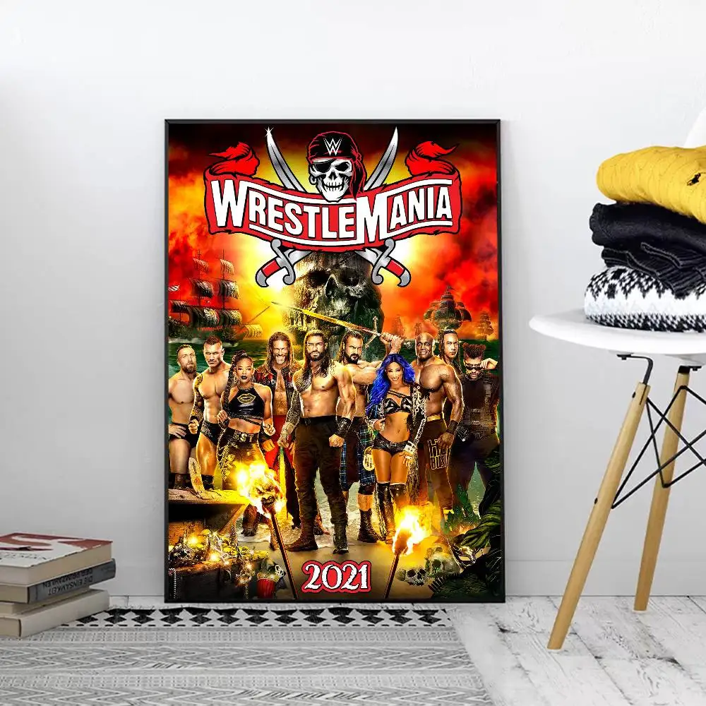 WWE WrestleMania Whitepaper ملصق يتوهم الجدار ملصق لغرفة المعيشة زخارف للحانات ملصقات جدار الفن