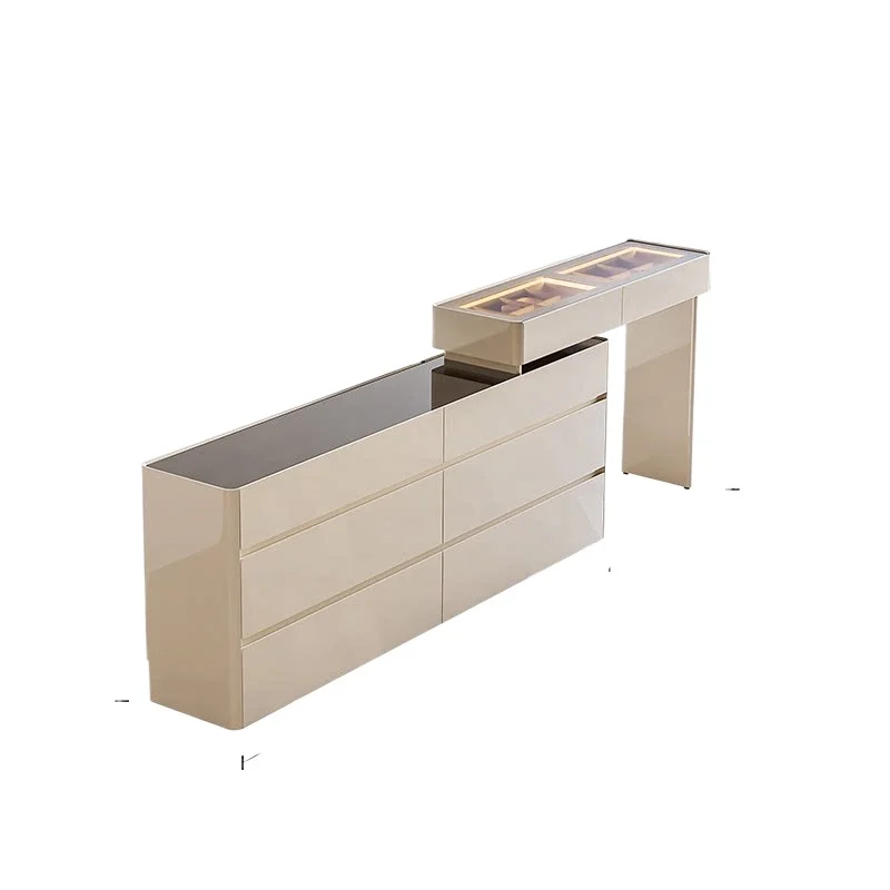 LH ultra-narrow dresser, bedside bucket cabinet, integrated ultra-thin cream style makeup table