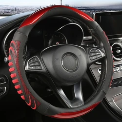 Three-dimensional Honeycomb Steering Wheel Cover  Durable Leather Cover with Anti-slip Linning Universal 14.5-15in