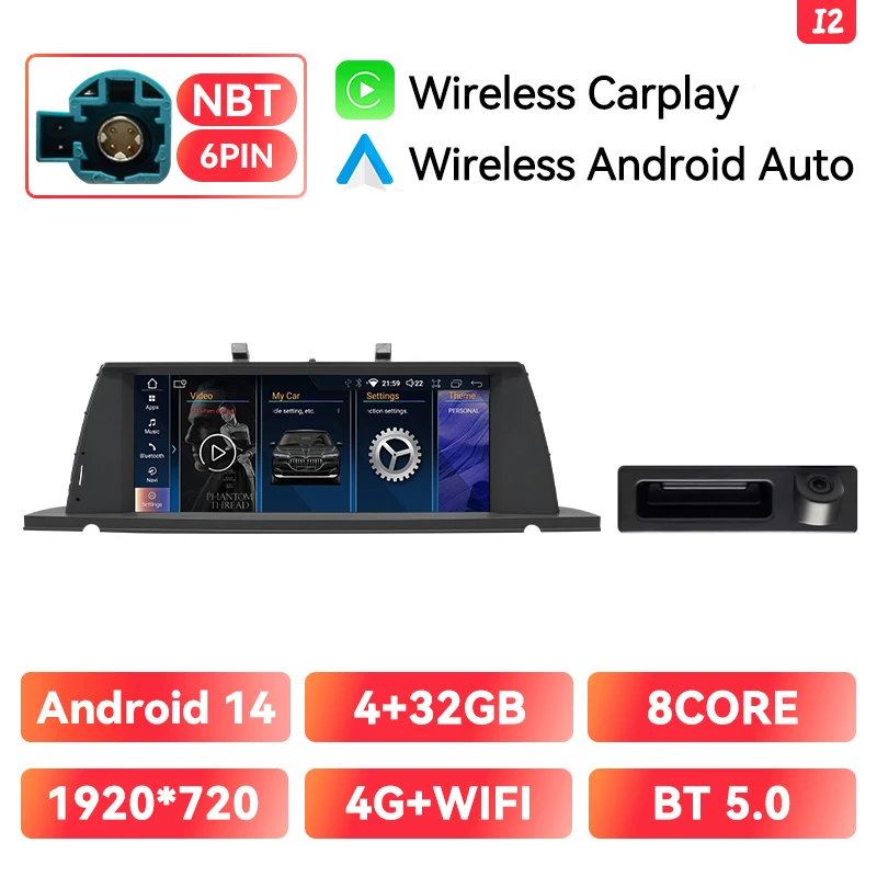 Draadloze Carplay Android Auto Multimedia Speler Voor BMW 5 Serie GT F07 2009-2016 CIC NBT Android 14 GPS 4G Wifi DSP Stereo
