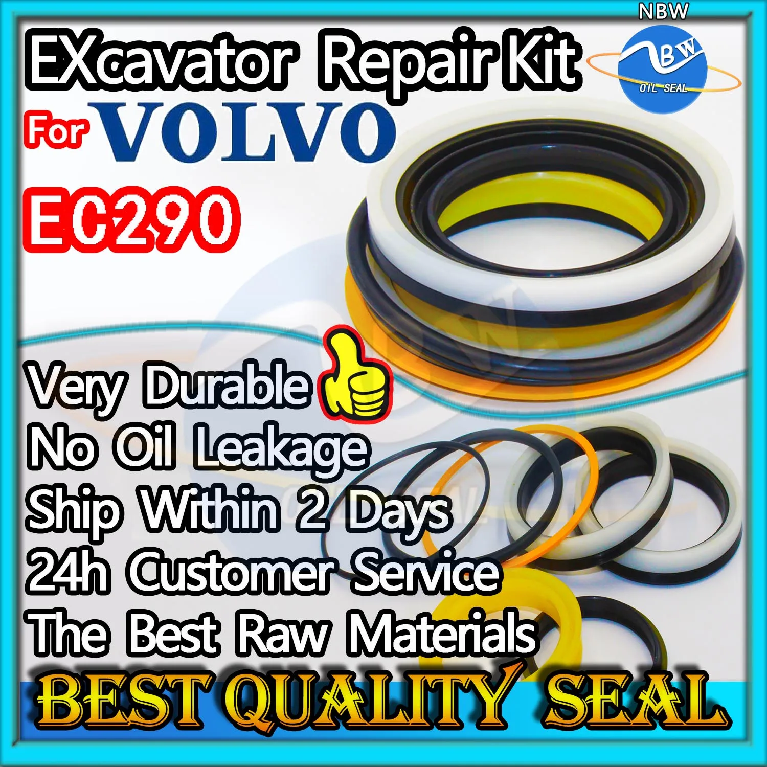 

For VOLVO EC290 Repair Kit Excavator Oil Seal Parts MOTOR Piston Rod Shaft Replacement Dust Bushing FKM Control Pilot Valve BOOM