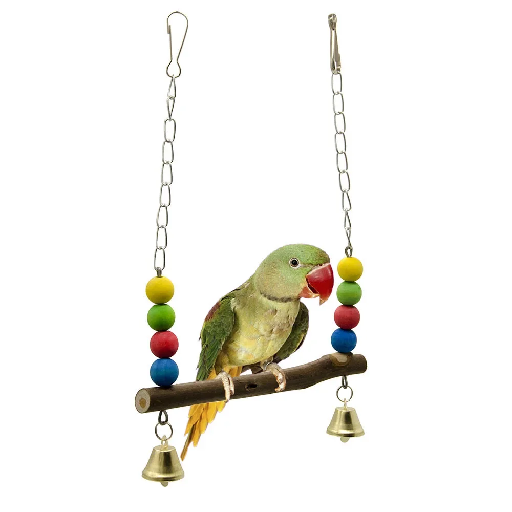 Station de balançoire pour perroquet de petite et moyenne taille, bûche de bar, perle en bois colorée, fournitures pour animaux de compagnie, 1PC