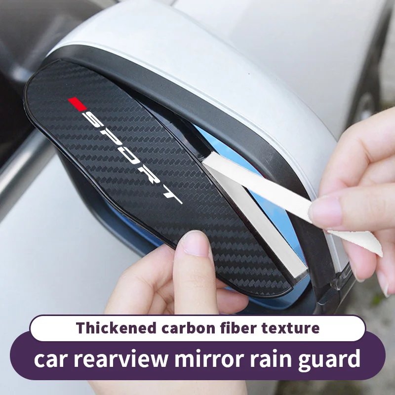 Auto-Rückspiegel Regenschutz Carbonfaser-Muster Regenschutzabdeckung Einzelner Roter Rückspiegel Regen- und Regenschutz