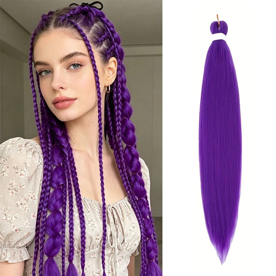 Yaki Straight Braiding Hair Pre Stretched Bohemian Braiding Hair 1Pack Synthetic EZ Braid Hair Extensions For Crochet Box Braids