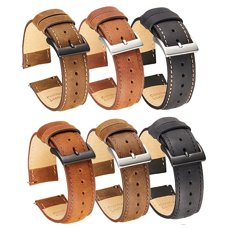 Business Leather Strap For Apple Huawei Watch Band 20mm 22mm For Iwatch Series Fashoin Watch Wristwatch Women Gifts Bracelet