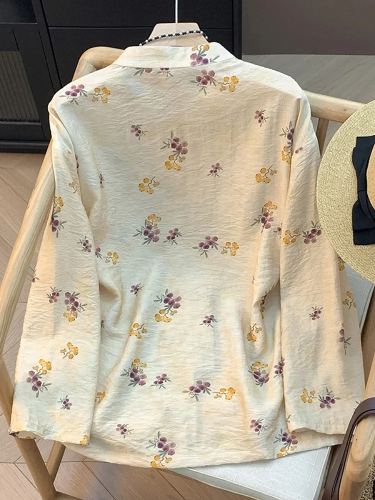 Neue Chinesische Sle Gedruckt Baumwolle Leinen irt Mantel frauen Herbst Äußere Dünne Verbesserte Tang Kostüm Lange Sve Offene Strickjacke top