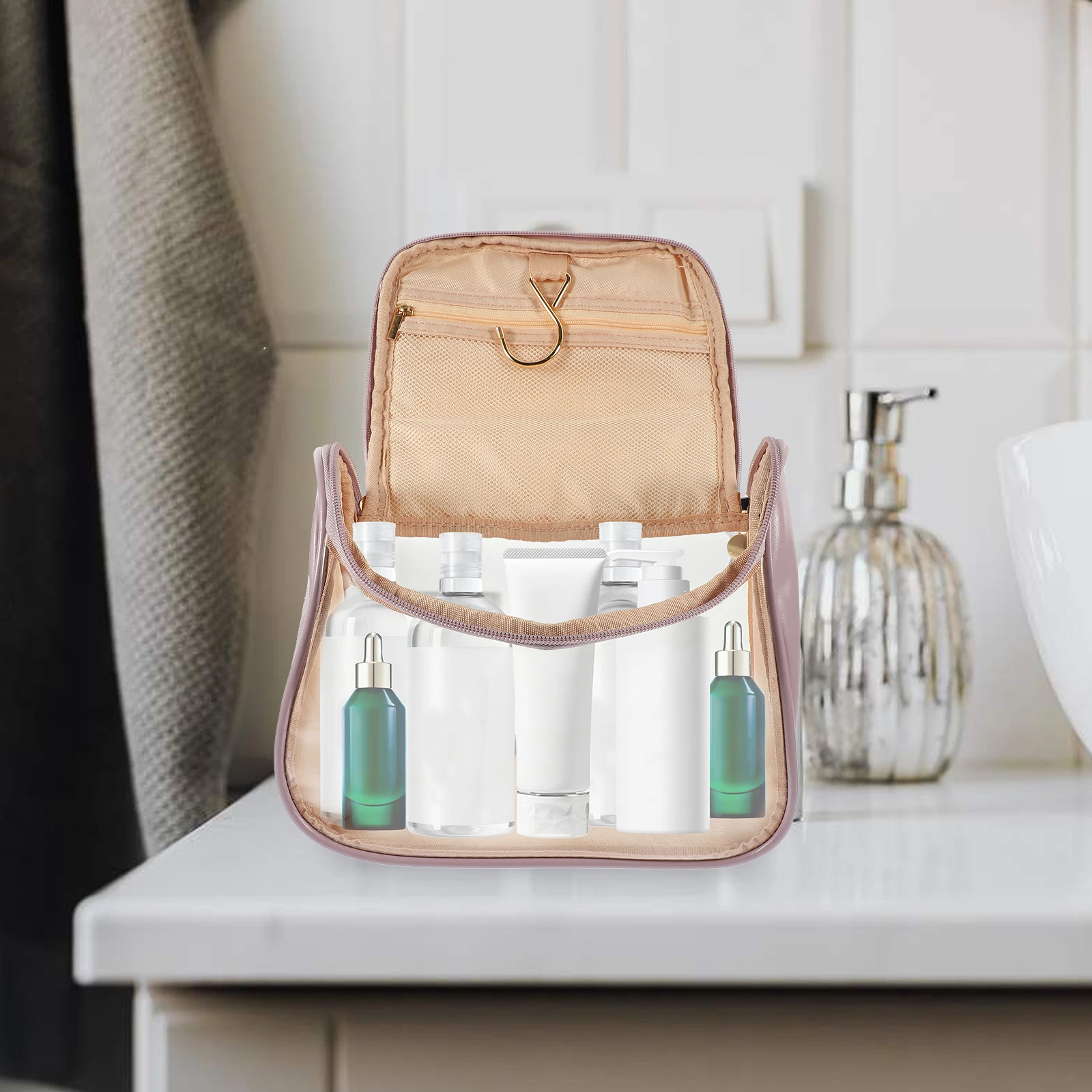 

Clear Travel Toiletry Bag Makeup Organizer for Women Large Capacity Storage Portable Toiletries Container