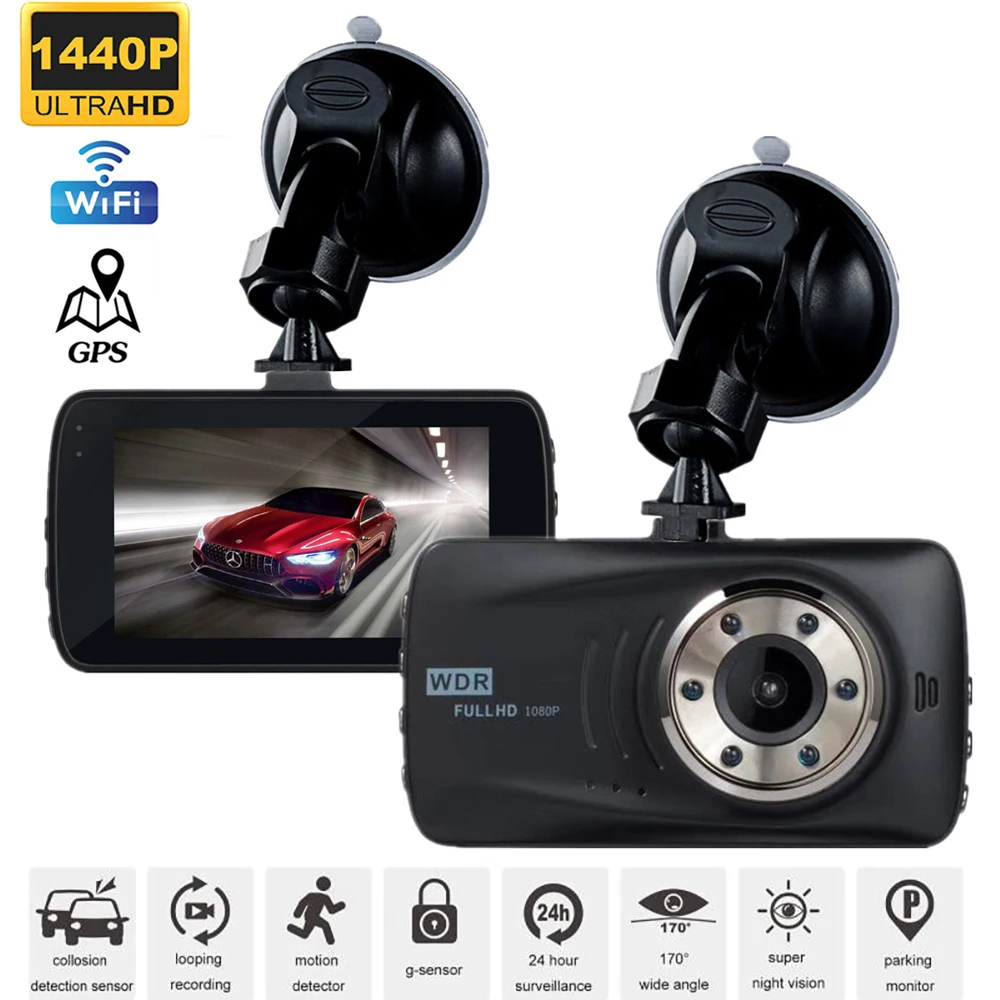 

2K 1440P Car DVR WiFi GPS Dash Cam Drive Video Recorder Vehicle Camera Black Box Night Vision Auto Registrator Car Accessories