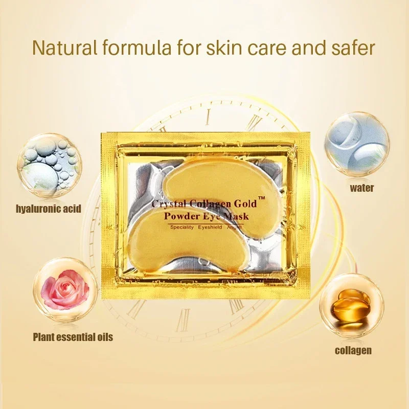 Professional Crystal Collagen Gold Eye Mask Anti-Aging Dark Circles Acne Anti Wrinkle Beauty Patches for Eye Skin Care 10bag