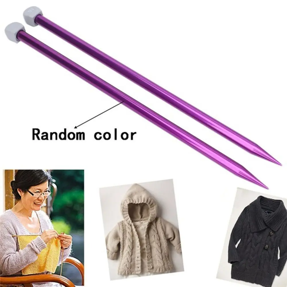2Pcs/set DIY Scarf Sweater Aluminum Straight Pins Weaving Tool Knitting Needles