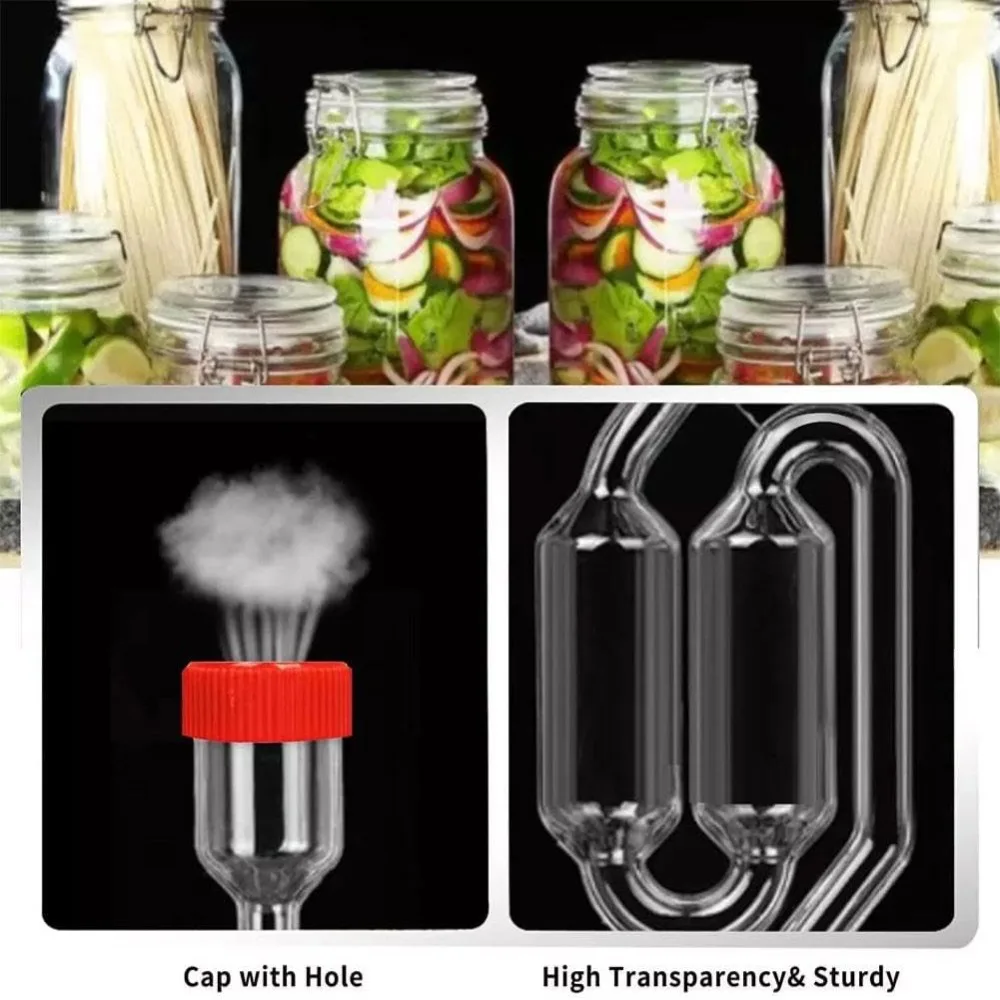 Plastic Twin Bubble Airlocks Transparent Twin Bubble Grommet S-shaped Wine Bubbler Airlock Seal Valve One-Way Exhaust