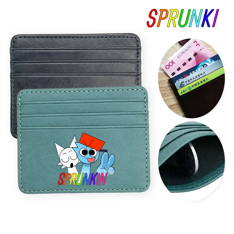 Sprunki Coin Purse Cartoon Incredibox Credit Card Holder Passport Cover Case Bag PU Leather Cardholder Wallet Men Birthday Gifts