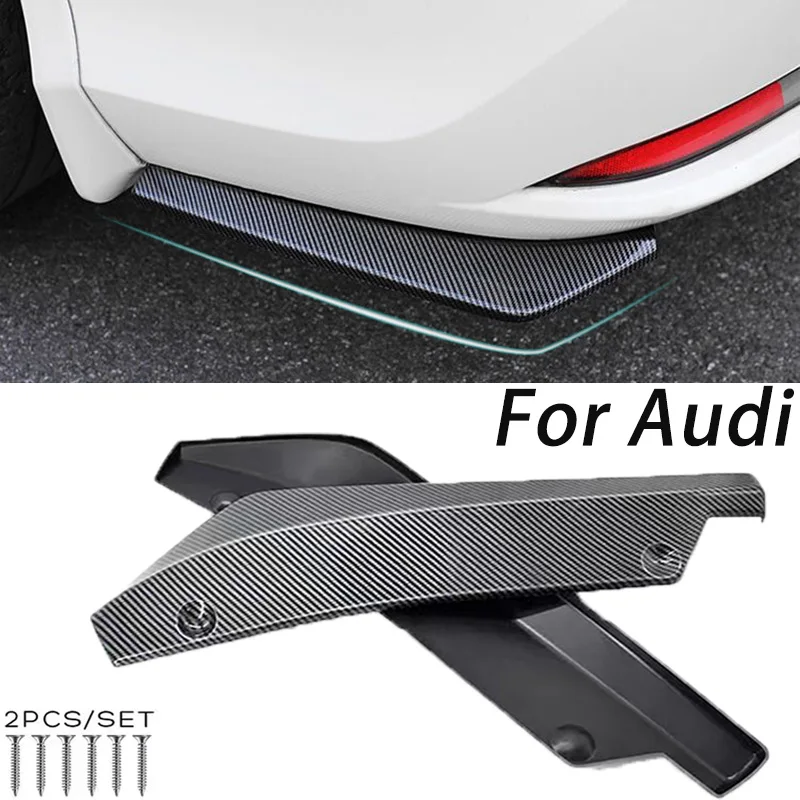 2 SZTUK Tylny zderzak Lip Wrap Splitter Spoiler boczny Dyfuzor Canards Valance Do Audi S3 S4 A3 A4 B7 B8 B9 RS S-LINE Akcesoria samochodowe