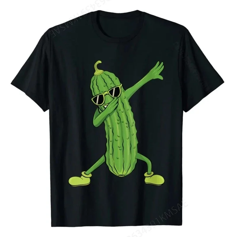 Ladies Pat Kimchi Dancing Cucumber Lover Funny Print T-shirt Fitness Skinny Camissa Top Shirt Plain Cotton Men