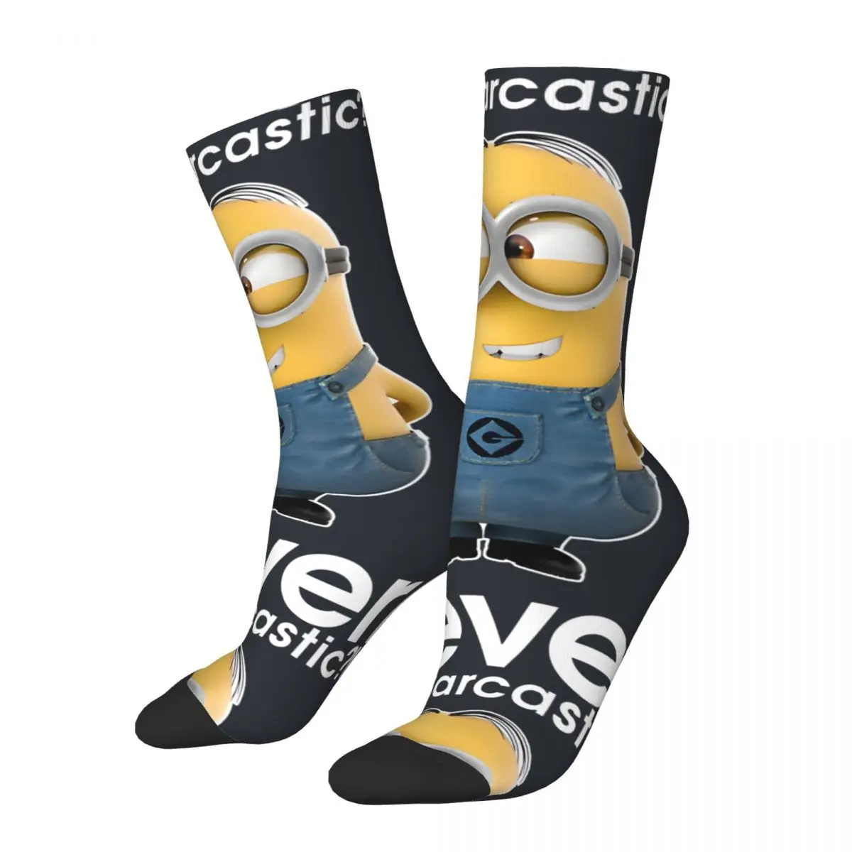 Crazy compression Minions Me Sarcastic Never Sock for Men Vintage Despicable Me Minions Quality Pattern Crew Sock Casual