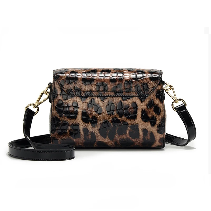 Aidrani New leopard print single shoulder crossbody women\'s bag, a small square bag made of high-quality cowhide