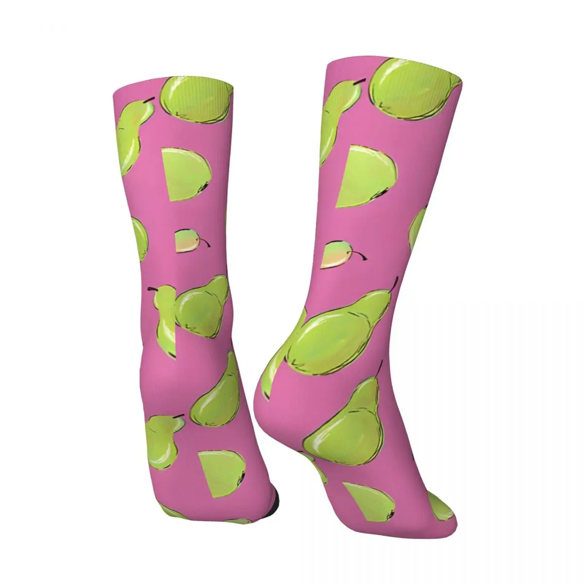 Pears On Pink Men's Socks Retro Harajuku Street Style Novelty Pattern Crew Sock