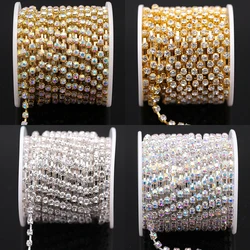 1Yard 10Yards/roll SS6-SS38 Glitter Crystal Rhinestone Chain Claw Crystal Rhinestones Chain For Wedding Clothing Art Decorations