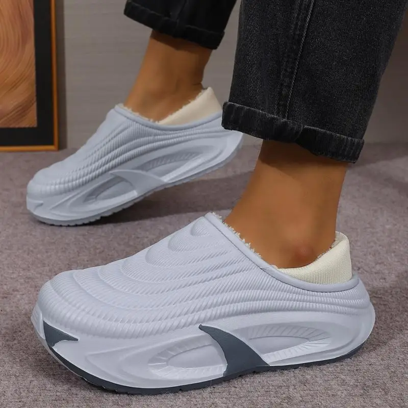 ZUOFU Herren 2026 Winter Wasserdichte EVA Clog-Hausschuhe, Große Größen Warm Gefüttert mit Fleece, Dicke Sohle, Rutschfest, Weiche Innen- und Außenschuhe – Detail 3