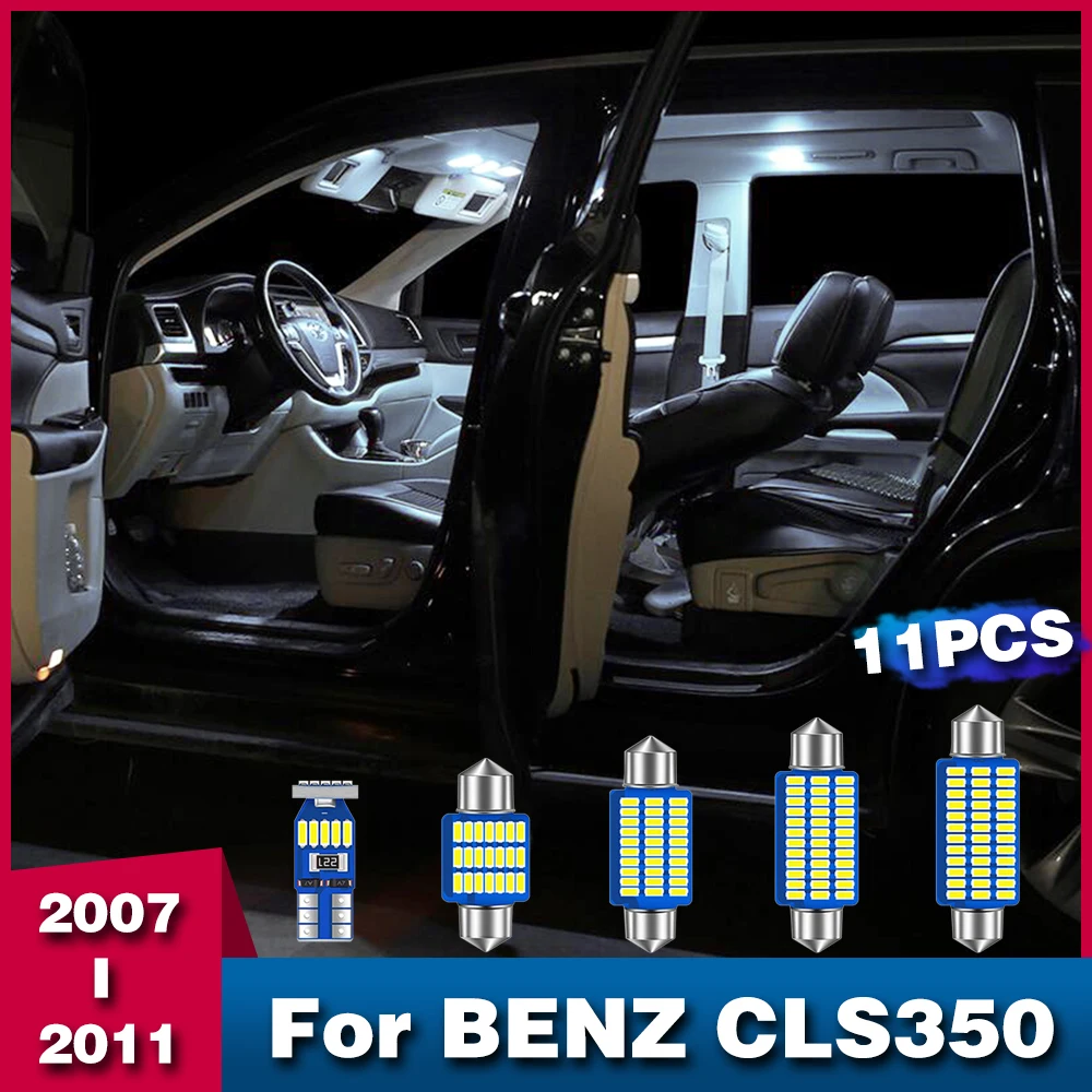 11PCS LED Car Interior Front Rear Reading Footwell Light Trunk Lamp Decoration Accessories For Mercedes Benz CLS Class CLS350