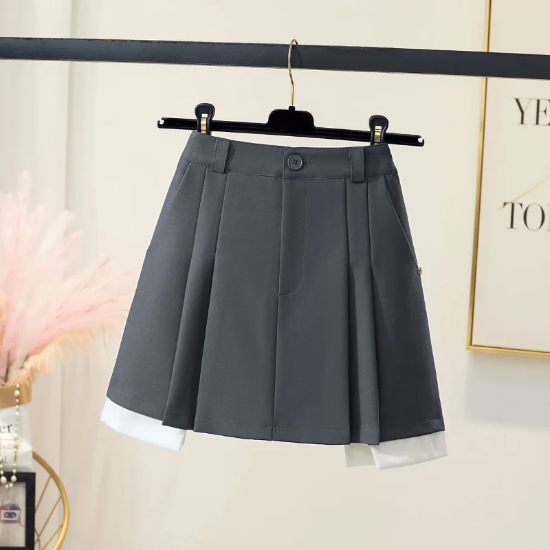 Mini Skirts Women Summer Patchwork High Waist Tender Design Pleated Aesthetic Ulzzang Simple Casual Basic Trendy Мини Юбки Chic