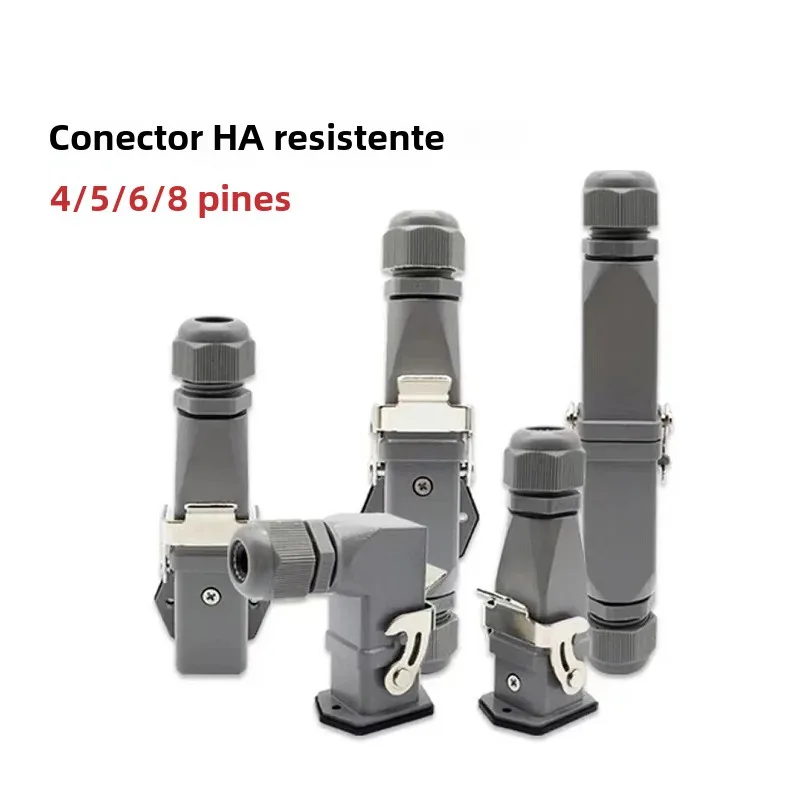 HDC-HA 4 núcleos (3+1)/5(4 +1)/6(5+1)/8 (7+1) pines Conector de alta resistencia Industria de aviación Enchufe y enchufe impermeables