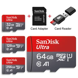 Sandisk-cartão de memória micro sd original, classe 10 uhs-1 tf flash para samsung, pc e pc, 256gb, 128gb, 64gb, 32gb