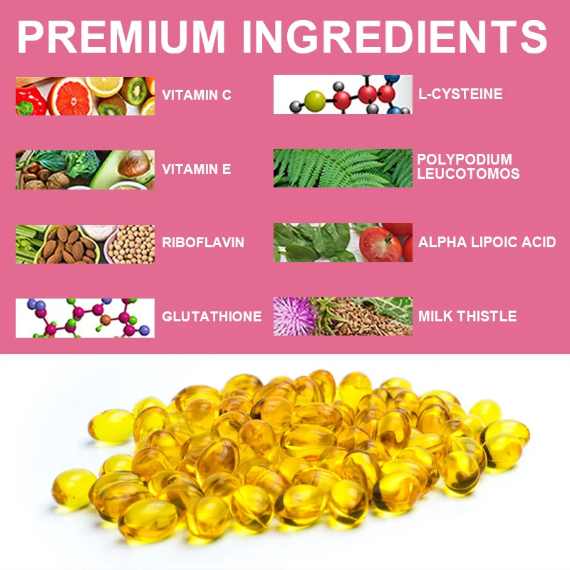 Orgmax Glutathione Capsules Collagen 120 PCS Face Brighten Boost Immunity Dull Skin Whitening Supplement Vitamin C Beauty Health