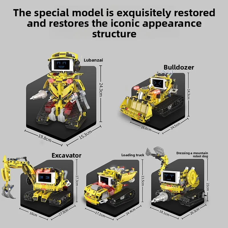 LED Engineering Robot Transformable de 5 formas: Luz, programable y aplicación, bloques de construcción creativos habilitados, regalo de Navidad