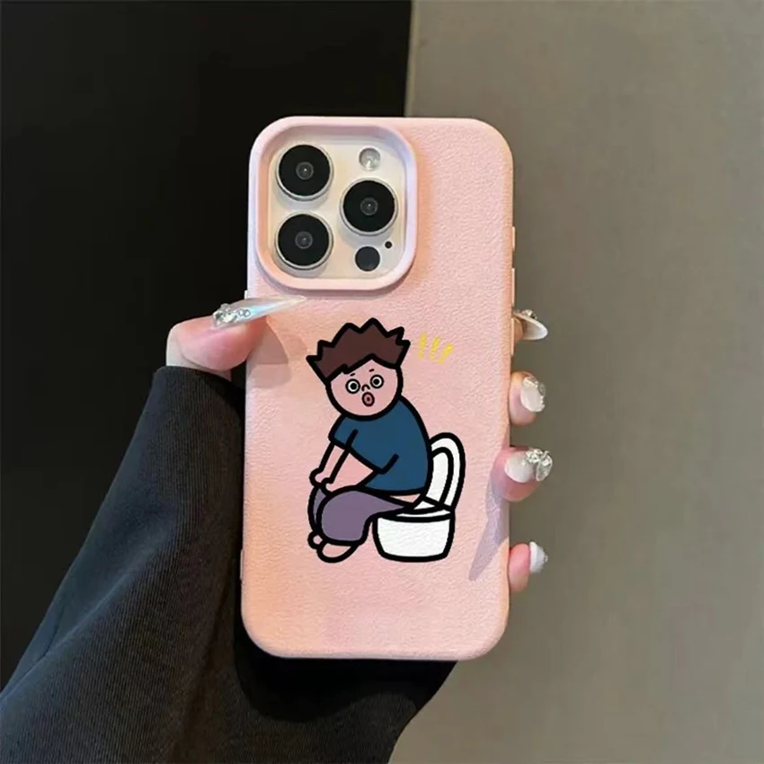 حافظة هاتف ممتعة للزوجين لهاتف آيفون 16 15 14 13 برو 12 11 ماكس بلس 16 برو حافظة هاتف بلون سادة كارتون 15 برو ماكس غطاء فريد من نوعه