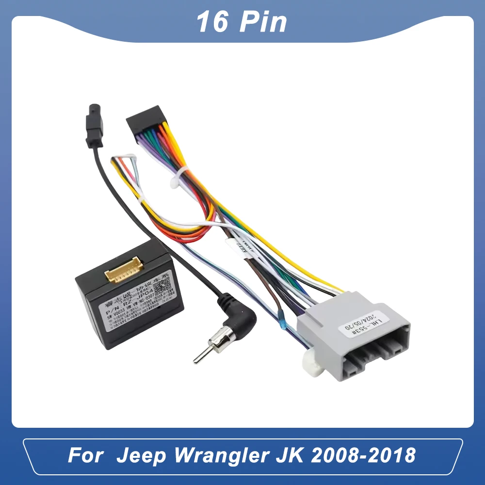 Pour Jeep Wrangler JK 2008-2018 lecteur Radio DVD de rechange stéréo 16 broches faisceau de câbles Android avec adaptateur d'interface Canbus