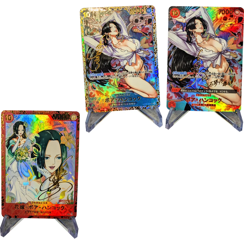 

OPCG Anime Collection Card Refractive Color Flash Boa Hancock Signature Card Gilding Double Sided UV Texture Child Gifts 63*88mm