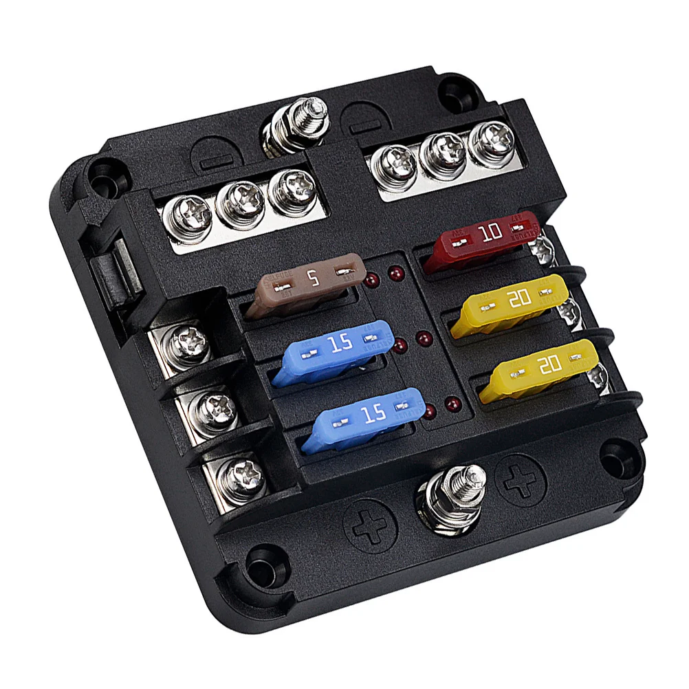 

1 Set 6 Circuit Fuse Box Waterproof With Red Led Indicator For Car Boat Marine Truck Rv Yacht Vehicles Fuse Block Pbt Material